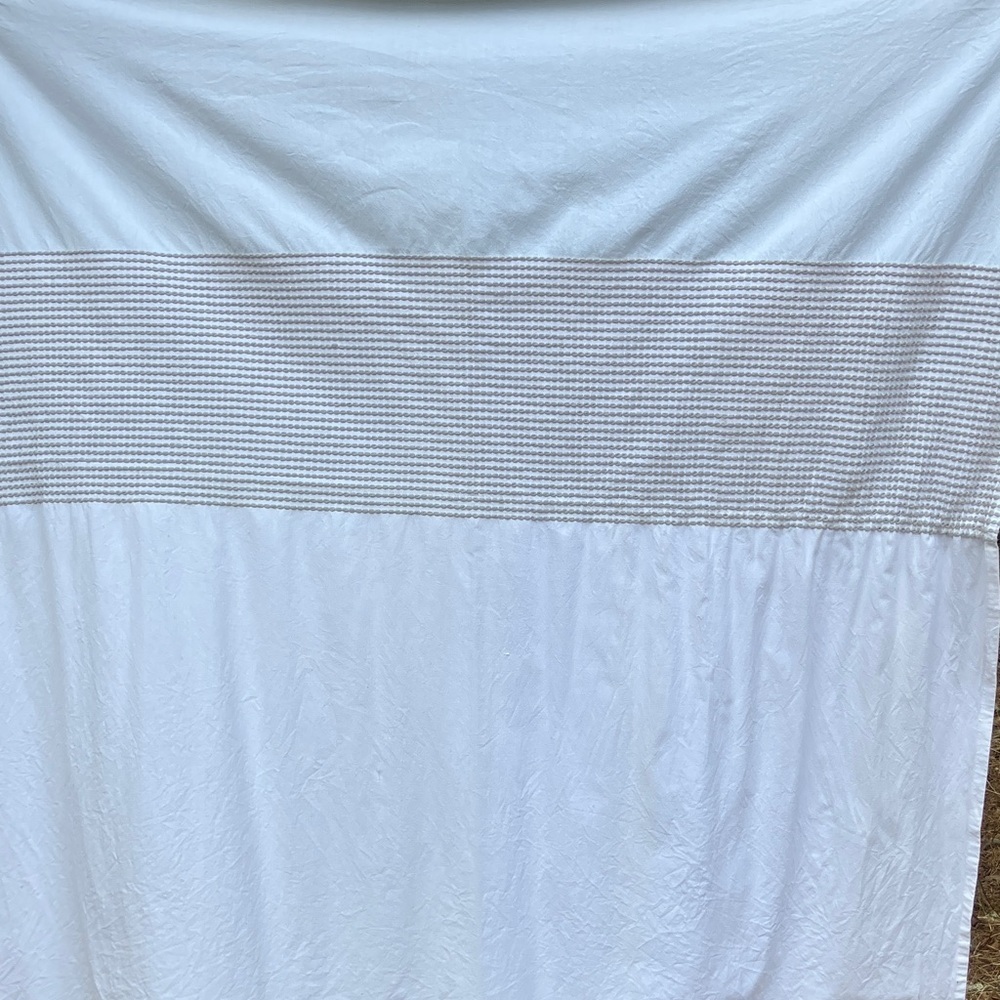 Caro Home 100% cotton shower curtain with woven accent blue, gray, white perfect - Picture 2 of 11